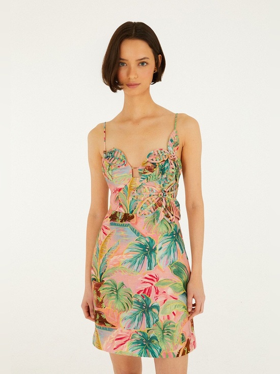 FARM Rio Dresses & Skirts - Farm Rio: Soft Pink Pool Time 3d Flowers Mini
Dress